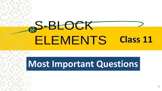 s block Elements | Most important questions| Class 11