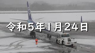 【庄内空港】ANA NH396 JA57AN Boeing 737 - 800 Shonai Airport Jan. 24, 2023 【今季最強寒波、天候が荒れる庄内空港】【Blizzard】