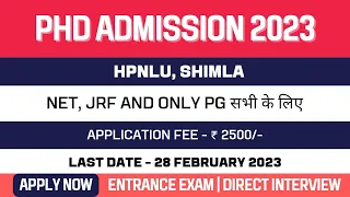 New PhD Admission Application 2023 | Himachal Pradesh National Law University | HPNLU | Apply Now