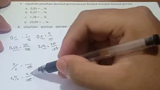 Ubahlah pecahan desimal perseratusan menjadi bentuk persen. a. 0 05 b. 0 25 c. 1 38 d. 20 05