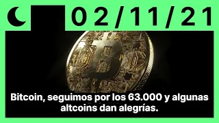 Bitcoin, seguimos por los 63.000 y algunas altcoins dan alegrías.