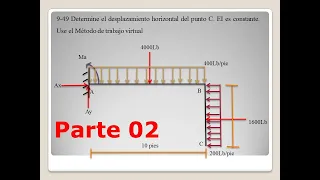 2/3 Ejercicio 9-49 Hibbeler 8va edición Método Trabajo Virtual