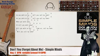 🎸 Don't You (Forget About Me) - Simple Minds Guitar Backing Track with chords and lyrics