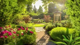 Serene Morning in the Sunlit Garden - Relaxing Ambience Video