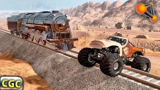 BeamNG Drive Steam Engine Train Vs Cars on railroad cross #4