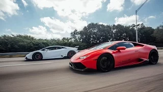 Lamborghini Street Racing Aventador vs Huracan vs Murcielago Lambos Flying in Miami BullFest