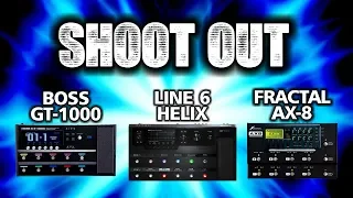 Boss GT-1000 VS Line 6 Helix VS Fractal AX8 SHOOT OUT #2- by Glenn DeLaune