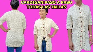 CARDIGAN A CROCHET EN TODAS LAS TALLAS