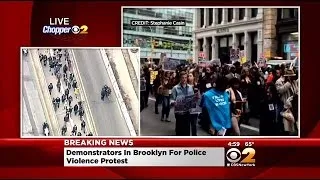 Demonstrators March Onto Brooklyn Bridge In Protest Over Police Violence