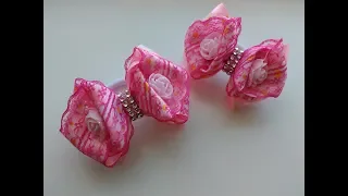 Бантики для принцесс из лент 4 см МК Канзаши /  Bows for princesses of ribbons 4 cm MK Kanzashi