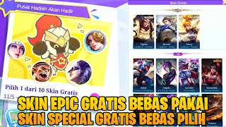 SKIN EPIC GRATIS BEBAS PAKAI DI RANK + 1 SKIN SPECIAL GRATIS BEBAS PILIH - EVENT RANK PARTY MLBB