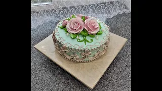 Украшение кремового торта | Как украсить торт БЗК | Красивое украшение торта на День рождения |