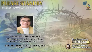LIVE NOW | Online Holy Mass at the Diocesan Shrine for Sunday, September 19, 2021 (4pm)