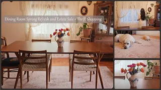 Spring Dining Room Refresh - Decorate With Me! | Bridgerton Ruggable | Estate Sale & Thrift Shopping