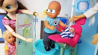 CHANGED! KATYA and MAX a FUN FAMILY at the DENTIST Cartoons Barbie DOLLS new series