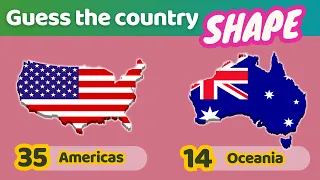 Guess And Learn 35 AMERICAS & 14 OCEANIA Countries By SHAPE - Country Quiz 2024
