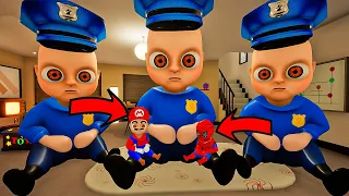 Daily Life POLICE Baby VS SPIDER-MAN VS MARIO In Baby In Yellow | Experiments with Baby In Yellow