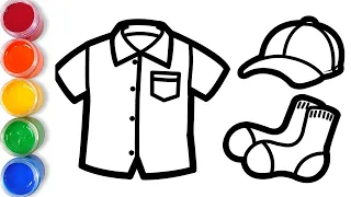 How to draw a shirt, hat and socks for kids