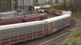 Train derails near Steel Bridge