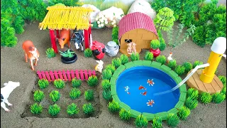 DIY farm mini | farm house for cow, pig | build a barn for animals and agricultural harvest