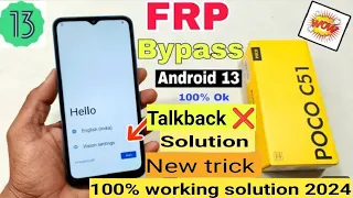 Poco C51 FRP Bypass Android 13 | New Solution | Poco C51 Google Account Bypass Without Pc | C51 frp