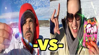 Gummy Worm ICE FISHING Challenge BF vs GF