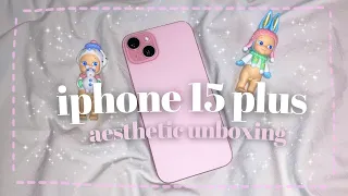 iphone 15 plus (pink) 🌸🍡 unboxing + aesthetic setup