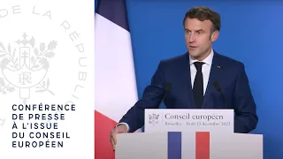 Conférence de presse du Président Emmanuel Macron à l’issue du Conseil européen.