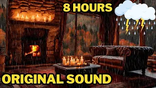 ⛈️ Cozy Cabin - Listen to the Sound of the Rain falling while the Fireplace Crackle Magic Atmosphere