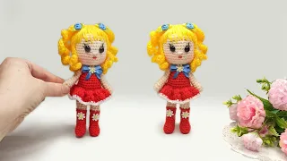 🌹 EVERYONE is delighted with BEAUTY! 🌹Doll in red crochet amigurumi. Part 1