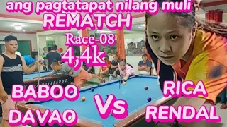 Ang Pagtatapat nilang muli (REMATCH) | BABOO DAVAO Vs RICA RENDAL | Prize 🏆 4,4k Race-08