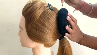 New Puff With Bun Hairstyle For Wedding and Function | Beautiful Donut Bun Hairstyles For Long Hair