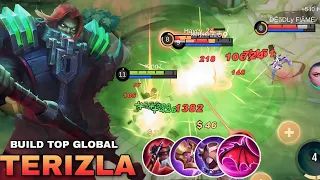 TERIZLA NEW BEST BUILD AND EMBLEM 2023 (auto win) BUILD TOP GLOBAL TERIZLA | MLBB