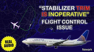 “Stabilizer trim is inoperative”. United Boeing 737 has trim issue at Newark. Real ATC