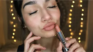 ASMR Lipstick Application (Tapping, Close Up, Whispering)