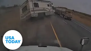 Motorhome collides with semi-truck in terrifying collision | USA TODAY