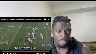 Nyheim Hines HEAD INJURY & struggles to walk after taking huge hit REACTION!