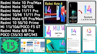 MIUI 14 Redmi Note 10 Pro/Max Rollout/Note 8 MIUI 14-Android 13/MIUI 14 Note 9 Series/Google Update