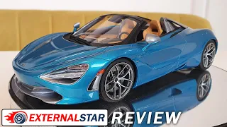 Review: McLaren 720S Spider 2018 belize blue 1:18 by GT Spirit
