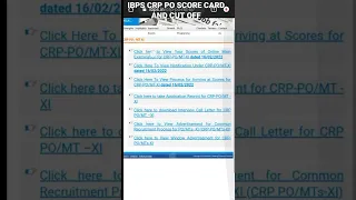 IBPS CRP PO SCORE CARD AND CUT OFF