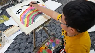 Vẽ và Pha Bột Mầu Goauche - Bé Học Tô Màu #1 - Color Mixing Stay at Home With Dad | Bé Minh MN Toys