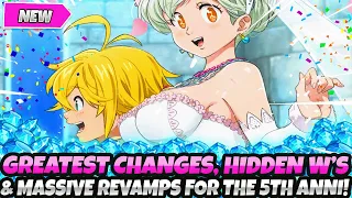 *THE BIGGEST Ws, ADDITIONS & HIDDEN CHANGES* IN THE 5TH ANNI FES UPDATE YOU MISSED! (7DS Grand Cross