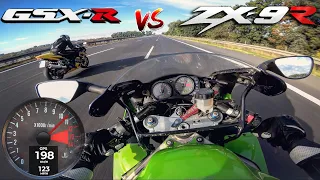 ZX-9R vs GSX-R 600 [GPS] - CATCH ME - TOP SPEED -ACCELERATION