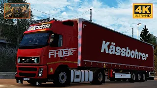 Volvo FH2 FH13 500 in Promods | Bad Oeynhausen - Stuttgart | ETS2 Gameplay 4K + wheel cam