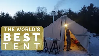 THE BEST TENT IN THE WORLD! (Winter Tent Camping & Setup in Freezing Weather- Wilderness Tent)
