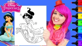 Coloring Princess Jasmine Magic Carpet Disney Coloring Page Prismacolor Markers | KiMMi THE CLOWN