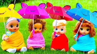 Rain Rain Go Away Song with Linda and Little Baby Dolls #2