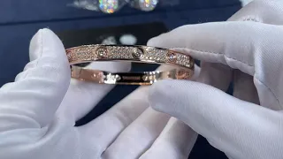 18k Rose Gold Love Paved Diamond Bangle and Ring. Cartier Jewelry.