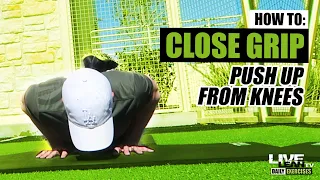 How To Do A CLOSE GRIP PUSH UP ON KNEES | Exercise Demonstration Video and Guide