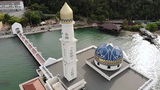 FLOATING MOSQUE PANGKOR ISLAND MALAYSIA 4K DRONE